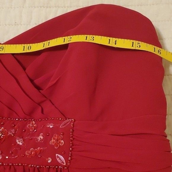 David's Bridal Strapless Cranberry Hi Low dress maxi gown size 16 - Picture 10 of 15